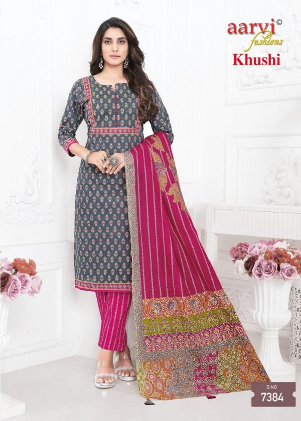 Aarvi Khushi Vol-1 – Ajrakh Style Kurti Pant With Dupatta